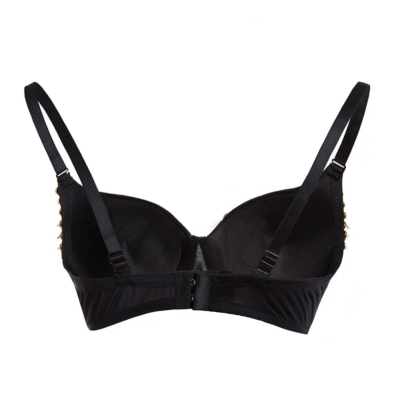 Gold Rivets &amp; Skeleton Hands Punk Rock Sexy Push Up Bra