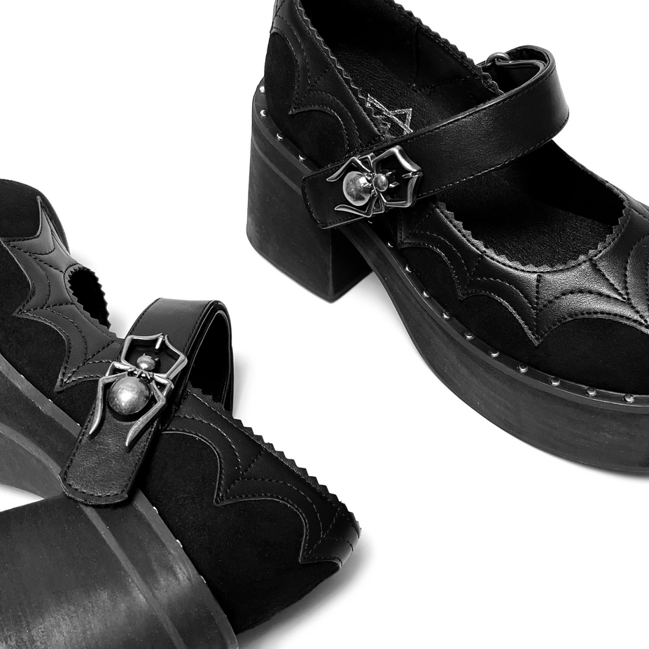 Gururu Original Spider Theme Gothic Black Shoes