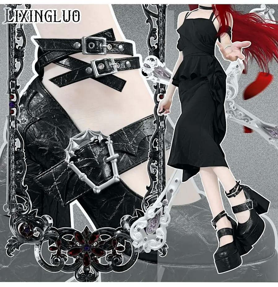 Gothic Y2k  Subculture Women&#39;s Chunky Heels Shoes