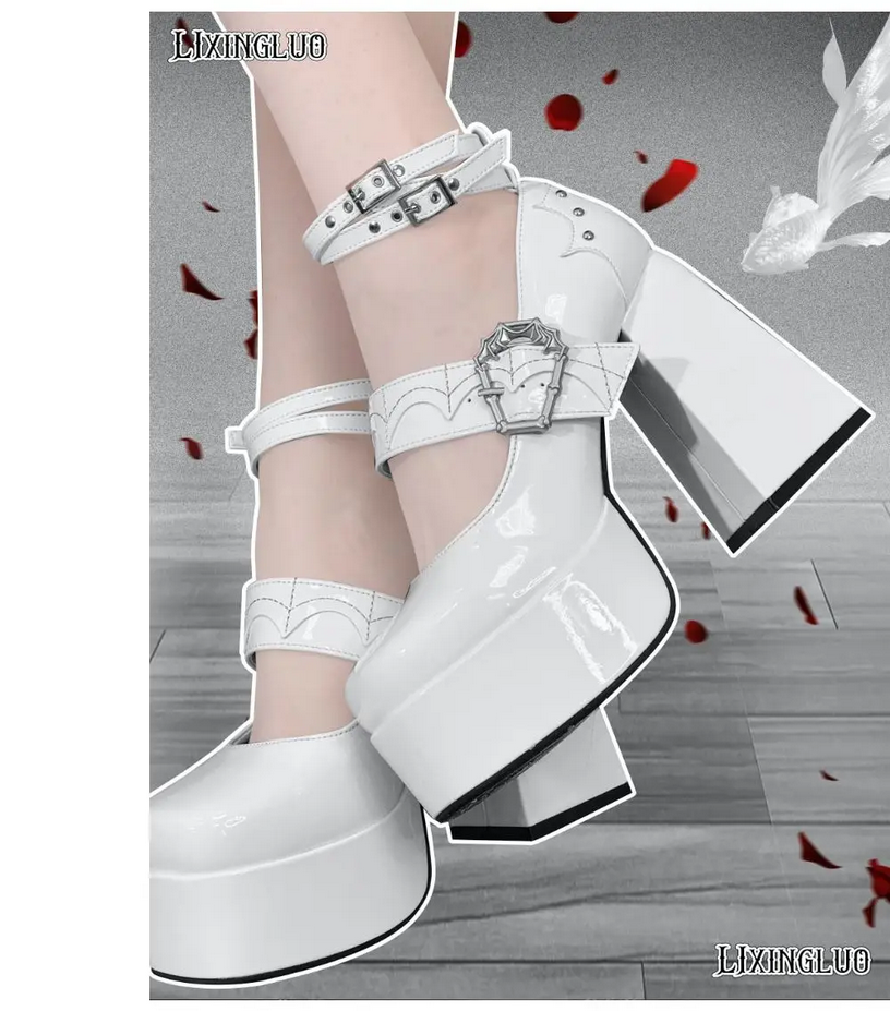 Gothic Y2k  Subculture Women&#39;s Chunky Heels Shoes