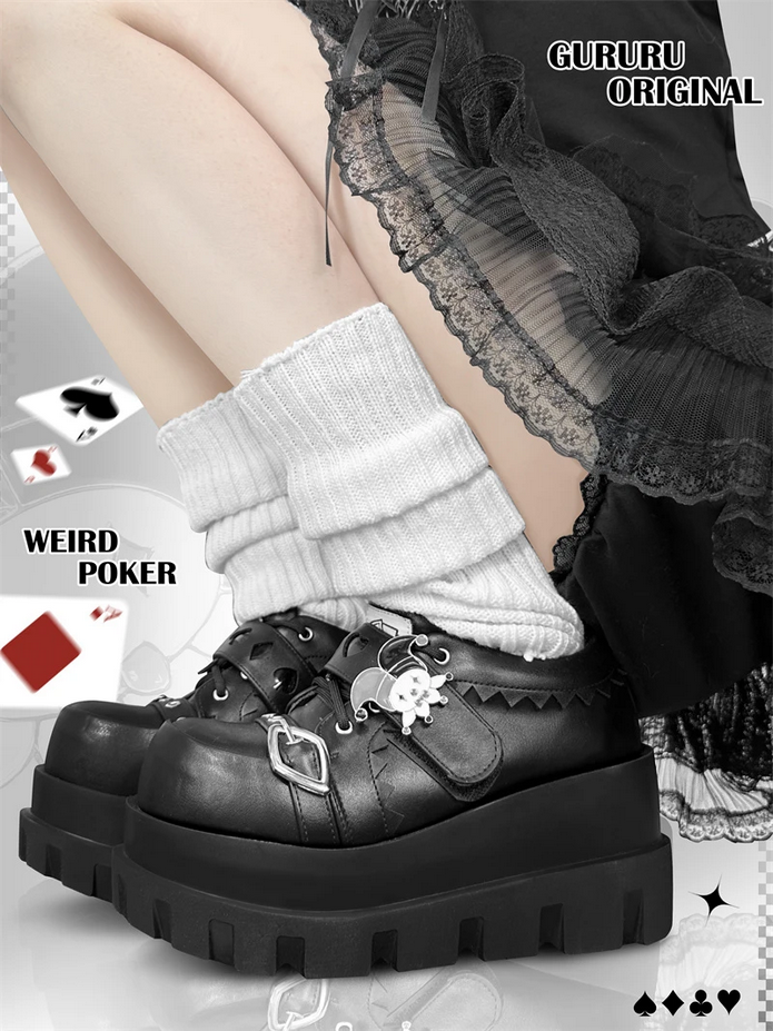 Goth Punk Wedge Jester Platform Shoes