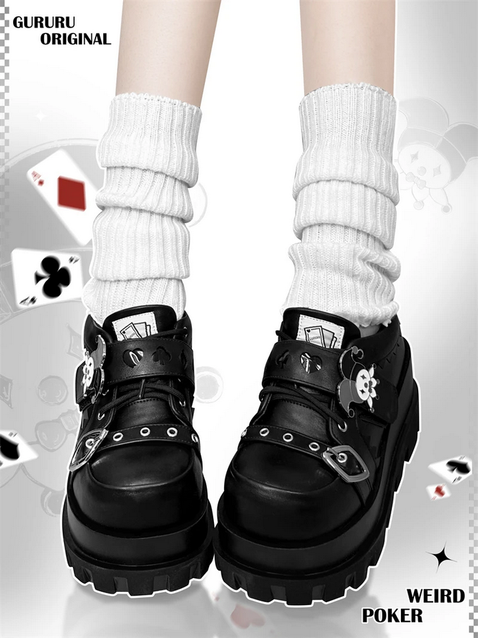 Goth Punk Wedge Jester Platform Shoes