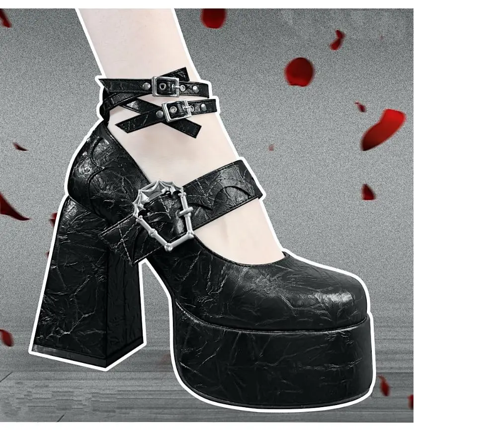 Gothic Y2k  Subculture Women&#39;s Chunky Heels Shoes