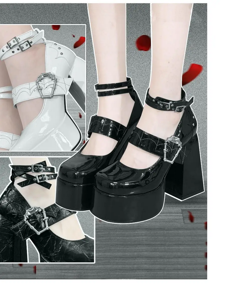 Gothic Y2k  Subculture Women&#39;s Chunky Heels Shoes