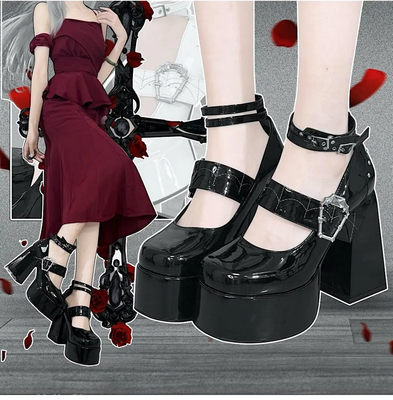 Gothic Y2k  Subculture Women&#39;s Chunky Heels Shoes