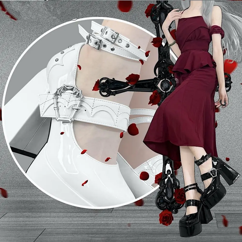 Gothic Y2k  Subculture Women&#39;s Chunky Heels Shoes
