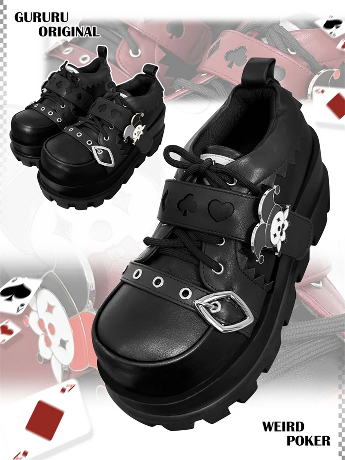 Goth Punk Wedge Jester Platform Shoes
