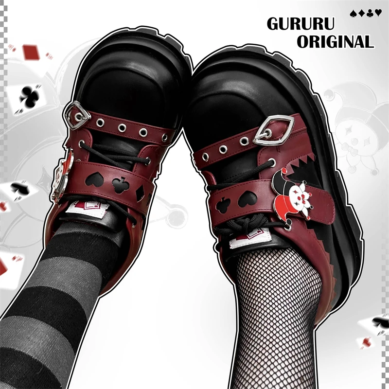 Goth Punk Wedge Jester Platform Shoes