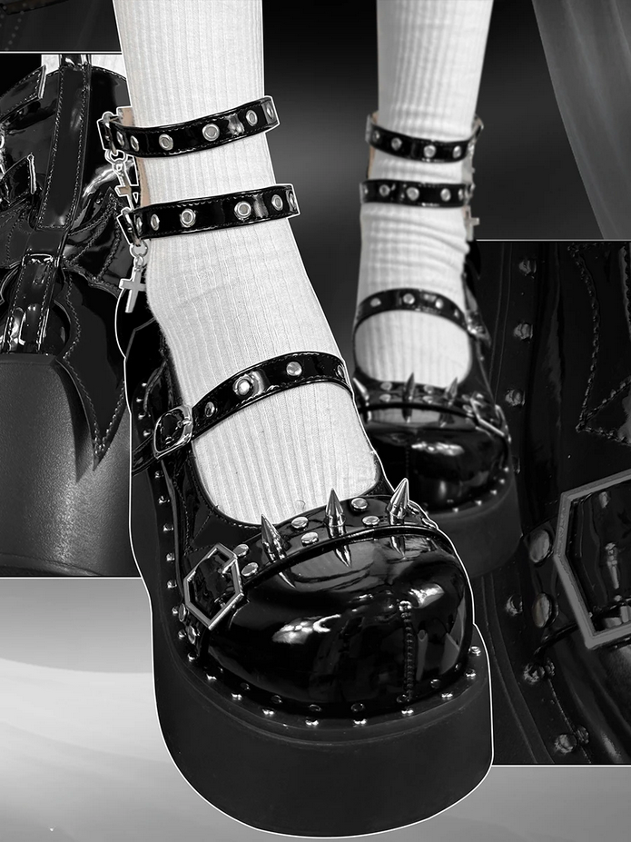 Studded Bat Wing Gothic Punk Platform Shoes