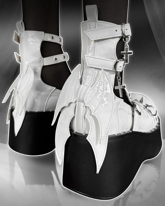 Studded Bat Wing Gothic Punk Platform Shoes