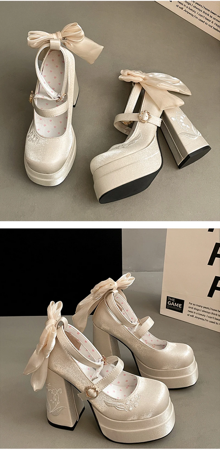 Platform Women Bow Lolita Pumps