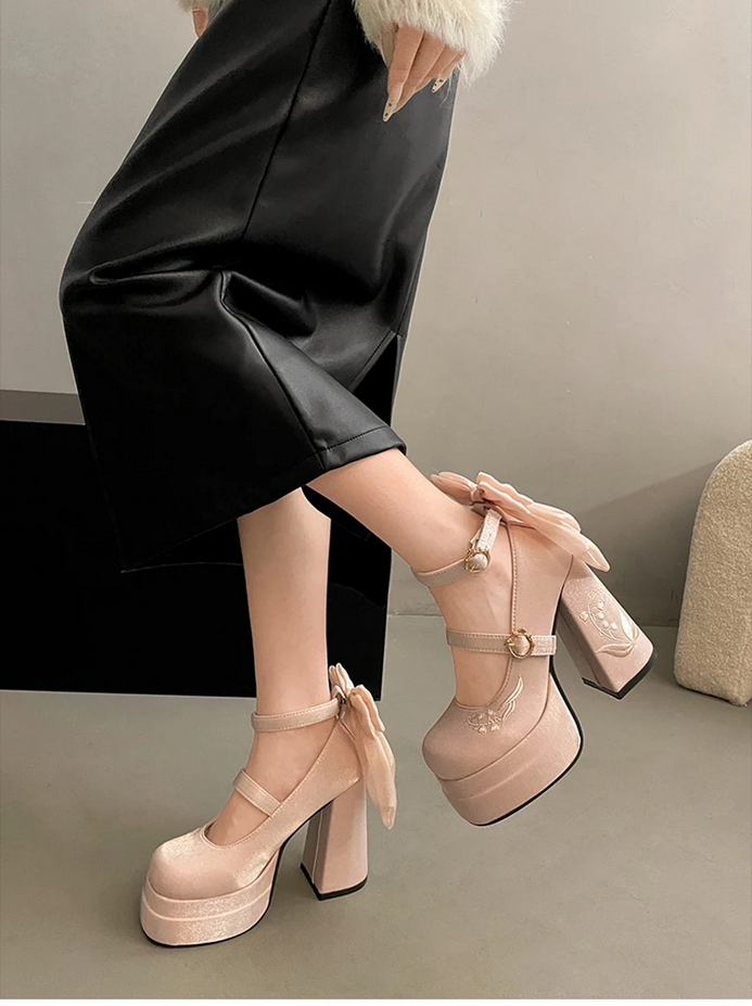 Platform Women Bow Lolita Pumps