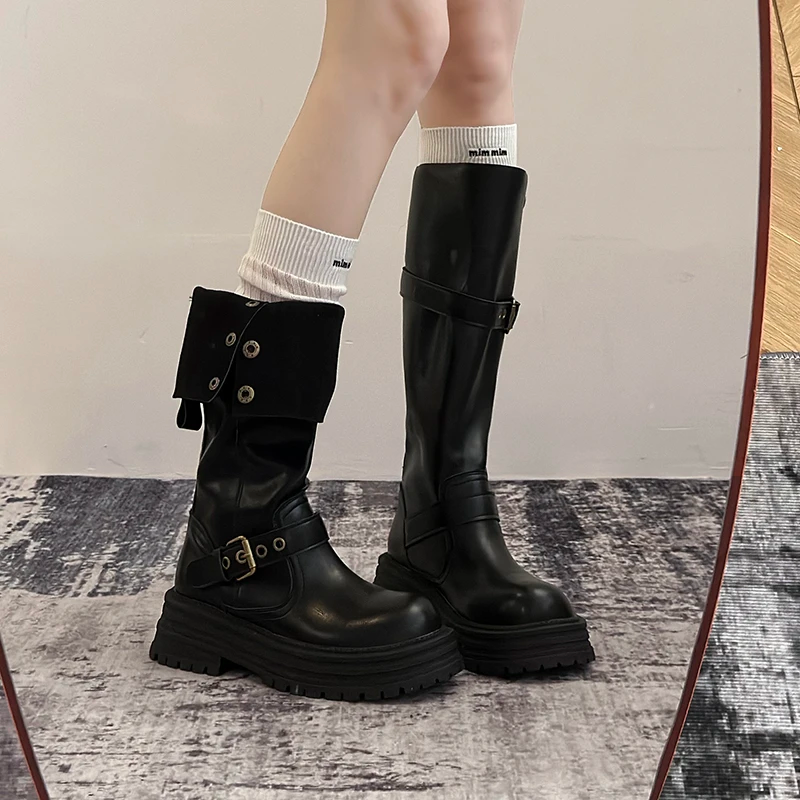 Vintage Retro Platform Thick Heels Boots