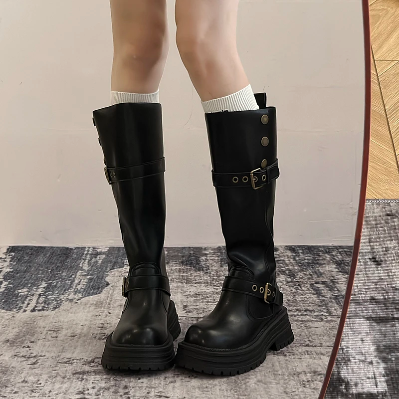 Vintage Retro Platform Thick Heels Boots