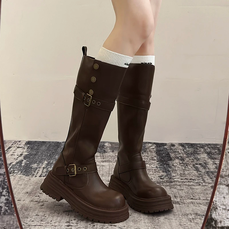 Vintage Retro Platform Thick Heels Boots