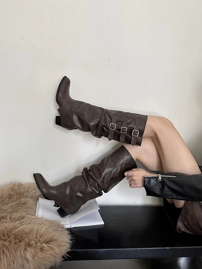Wasteland Punk Y2k Gothic Black Rivets Boots