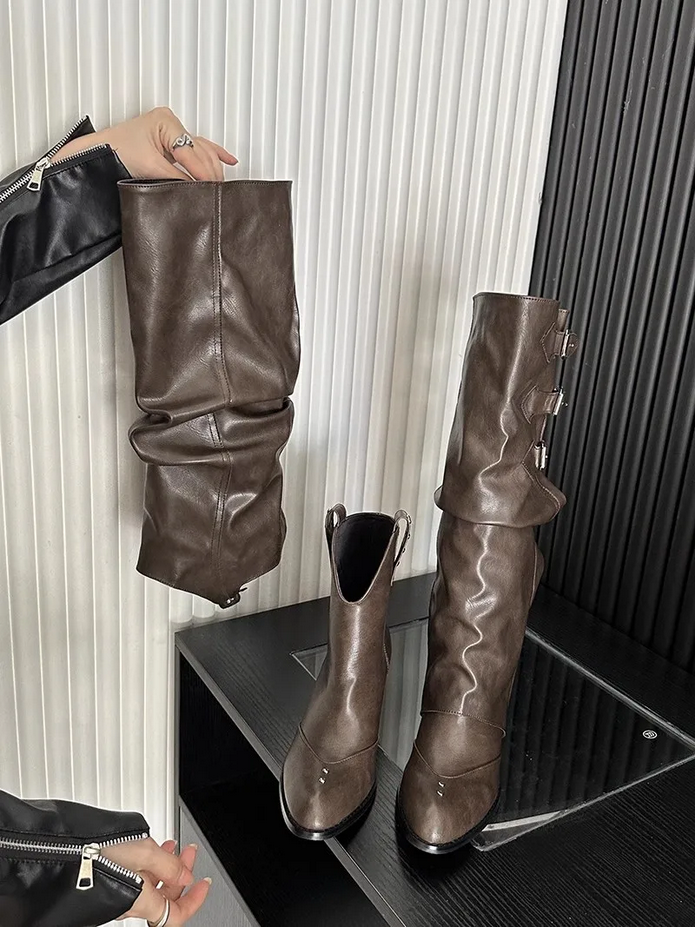 Wasteland Punk Y2k Gothic Black Rivets Boots