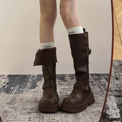 Vintage Retro Platform Thick Heels Boots