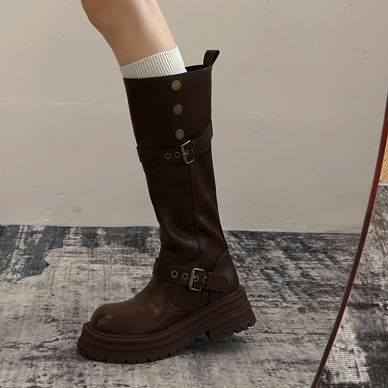 Vintage Retro Platform Thick Heels Boots