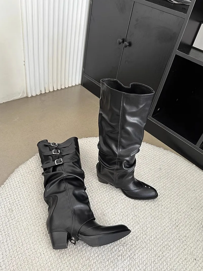 Wasteland Punk Y2k Gothic Black Rivets Boots