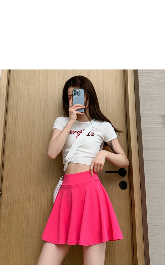 Korean High Waist Skater Skirt