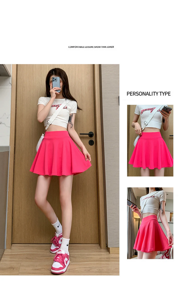 Korean High Waist Skater Skirt