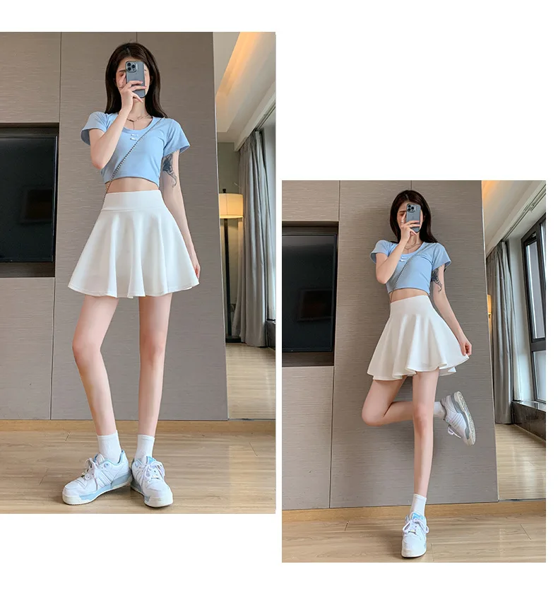 Korean High Waist Skater Skirt