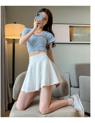 Korean High Waist Skater Skirt