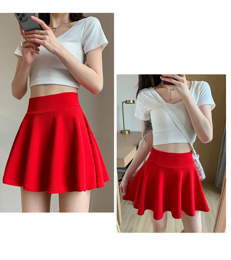 Korean High Waist Skater Skirt