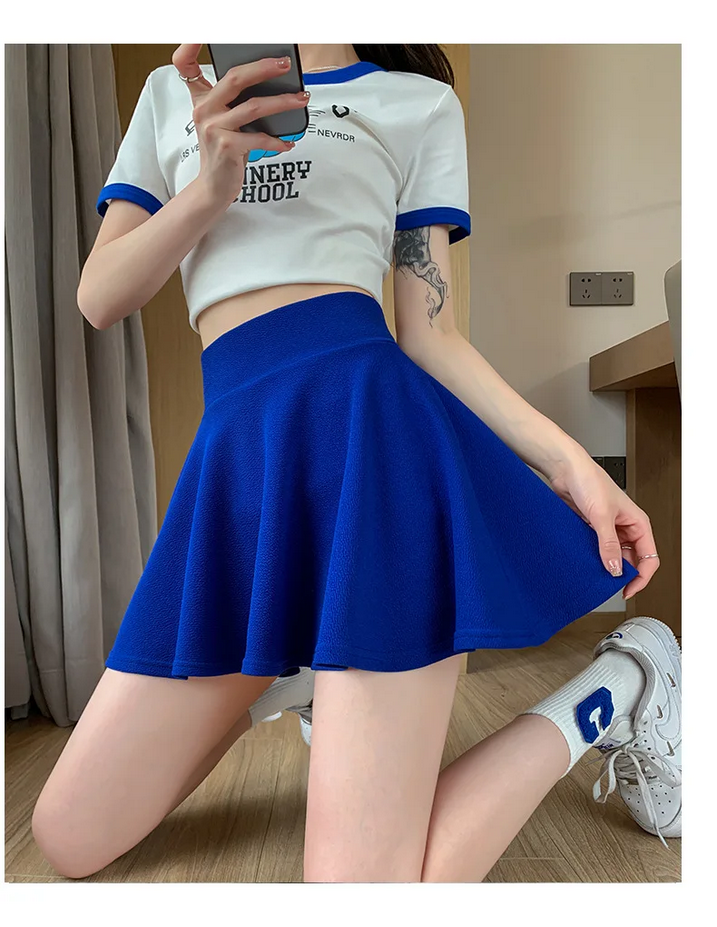 Korean High Waist Skater Skirt