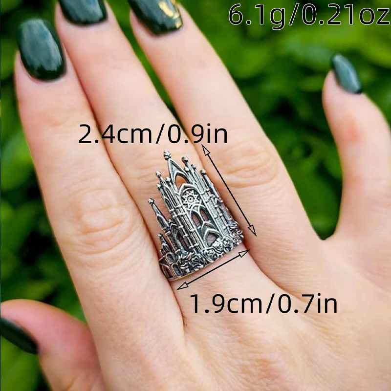 Gothic Medieval Silver Castle Ring