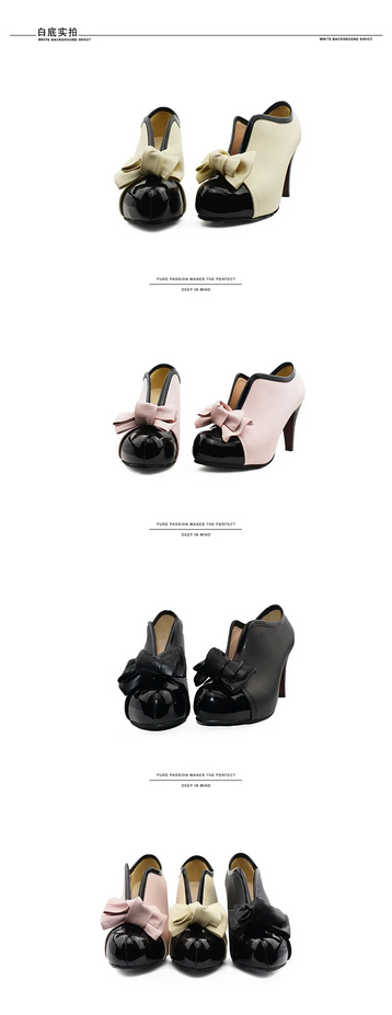 Fashion Bow Vintage Retro Style High Heels Shoes