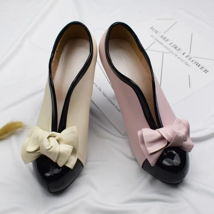 Fashion Bow Vintage Retro Style High Heels Shoes