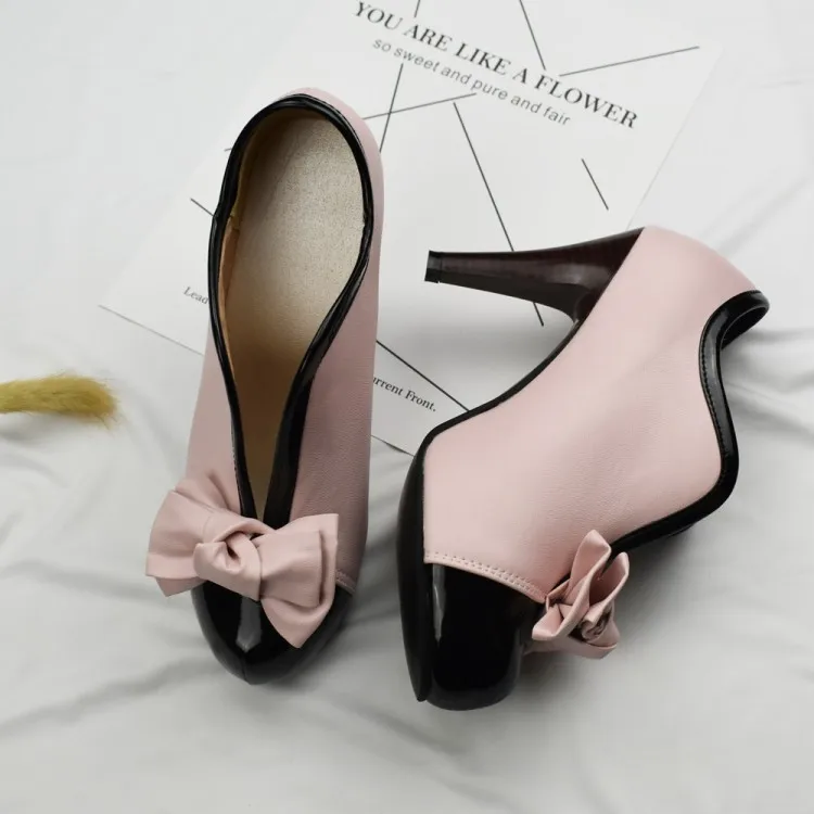 Fashion Bow Vintage Retro Style High Heels Shoes