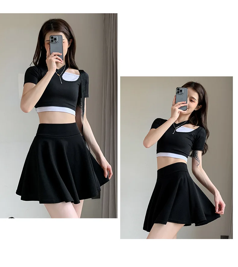 Korean High Waist Skater Skirt