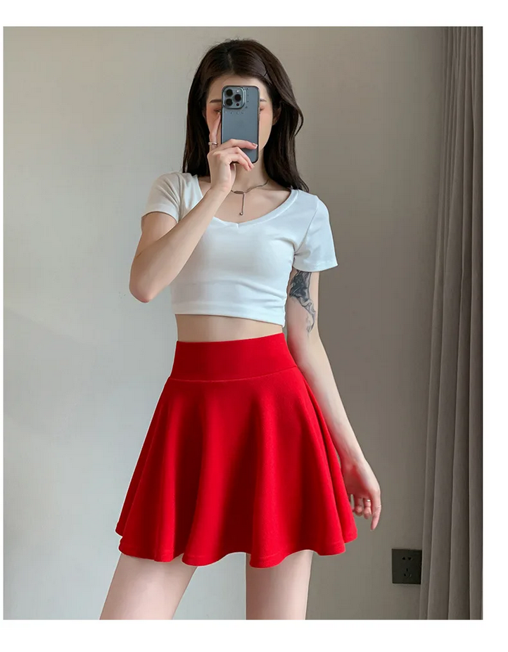 Korean High Waist Skater Skirt
