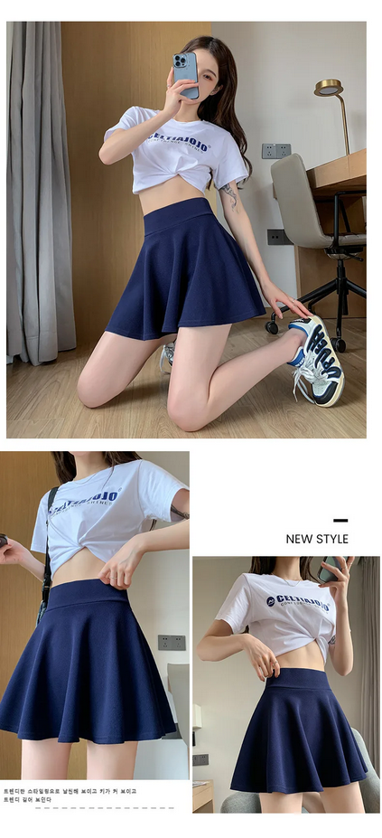 Korean High Waist Skater Skirt