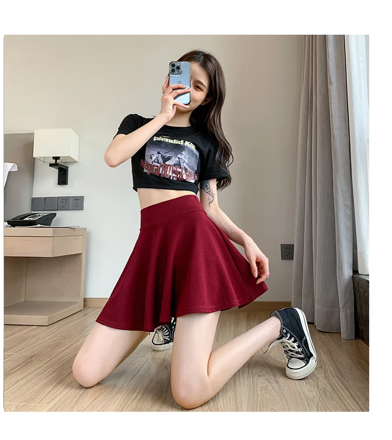 Korean High Waist Skater Skirt