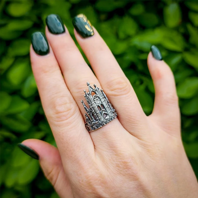 Gothic Medieval Silver Castle Ring