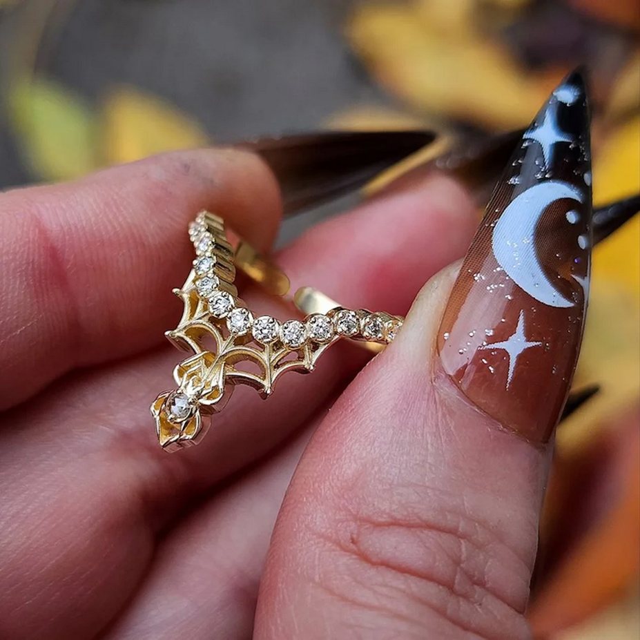 Gold Color Spider Witch Goth Ring