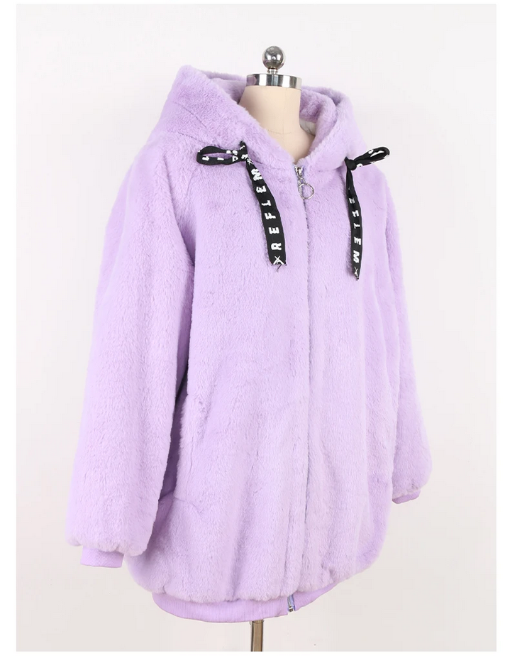 Autumn and Winter Kawaii Soft Thick Warm Faux Fur Coat