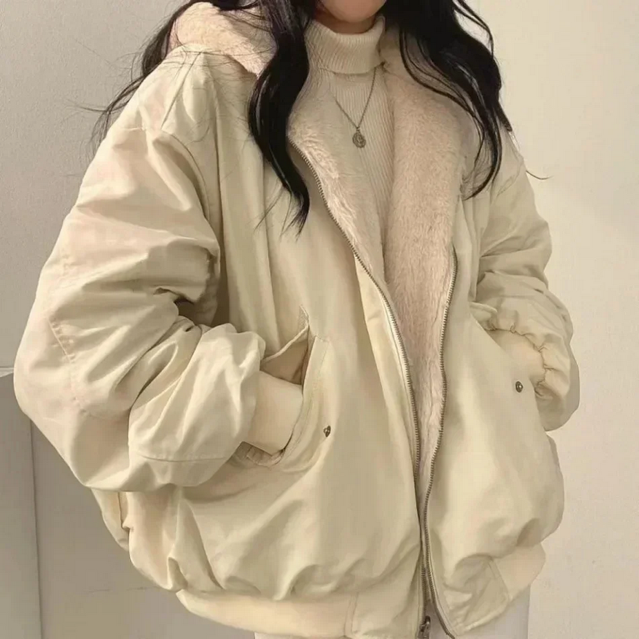 Double Sided Hooded Korean Zip up Coat