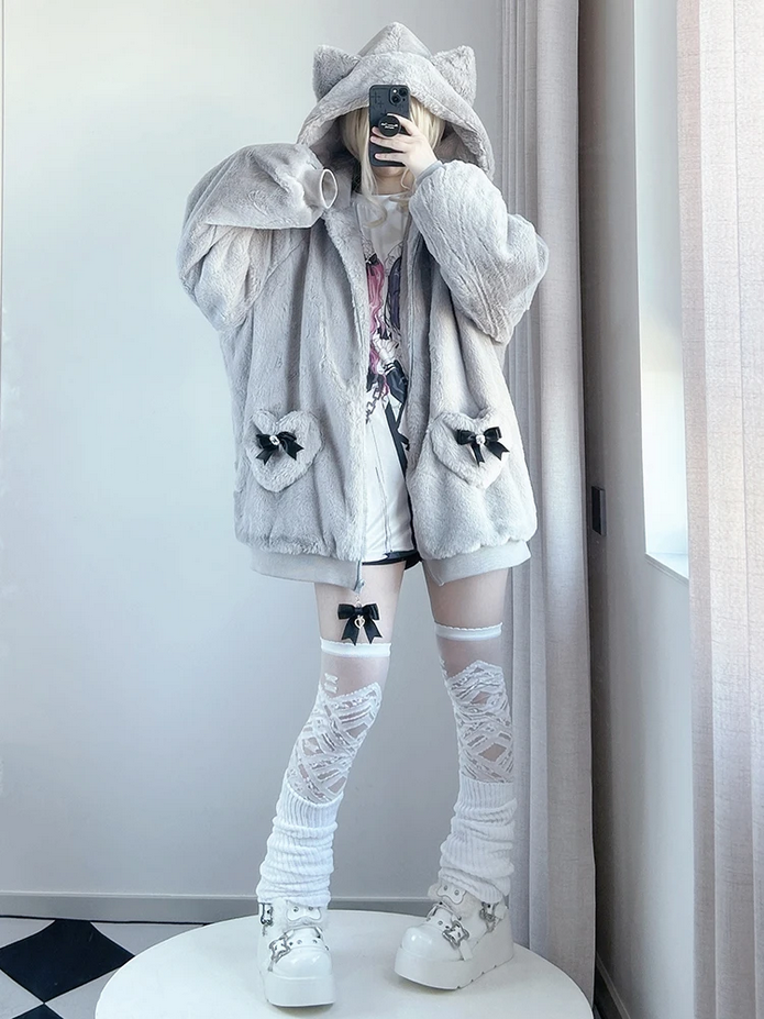 Autumn Winter Oversized Sweet  Kawaii Soft Coat Hoodie