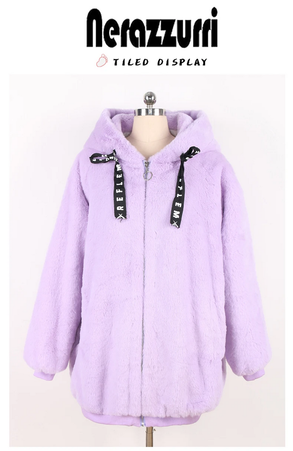 Autumn and Winter Kawaii Soft Thick Warm Faux Fur Coat