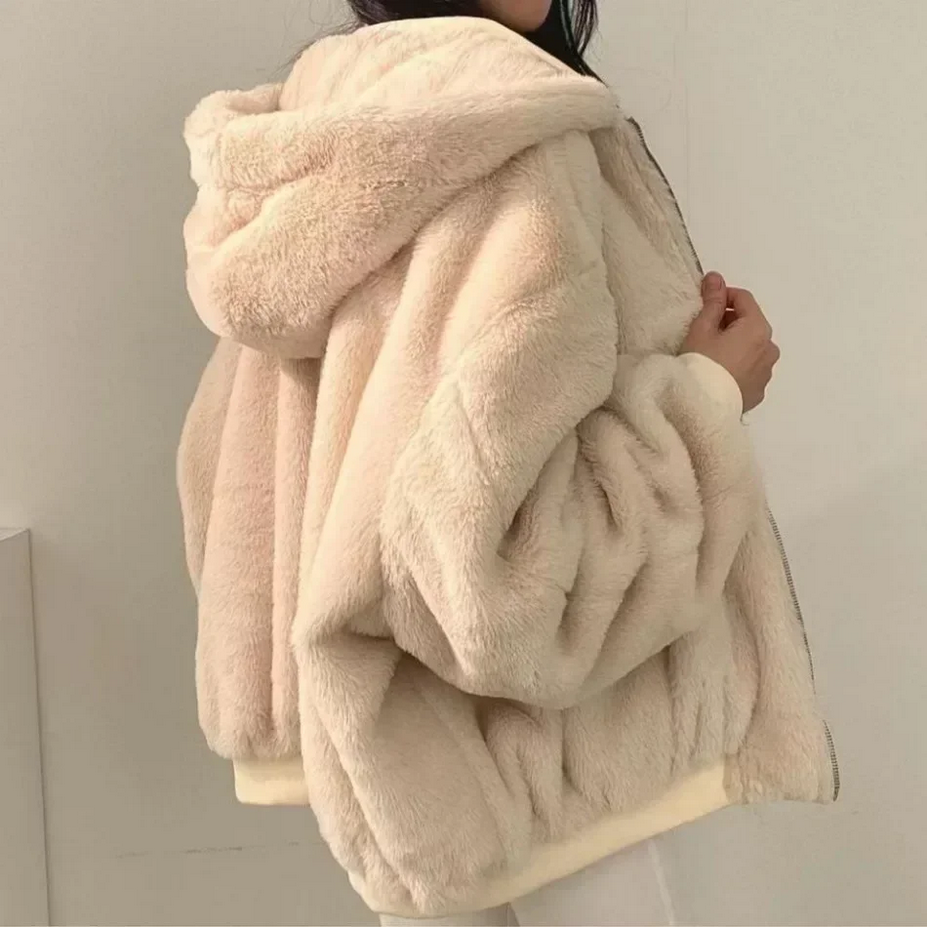 Double Sided Hooded Korean Zip up Coat