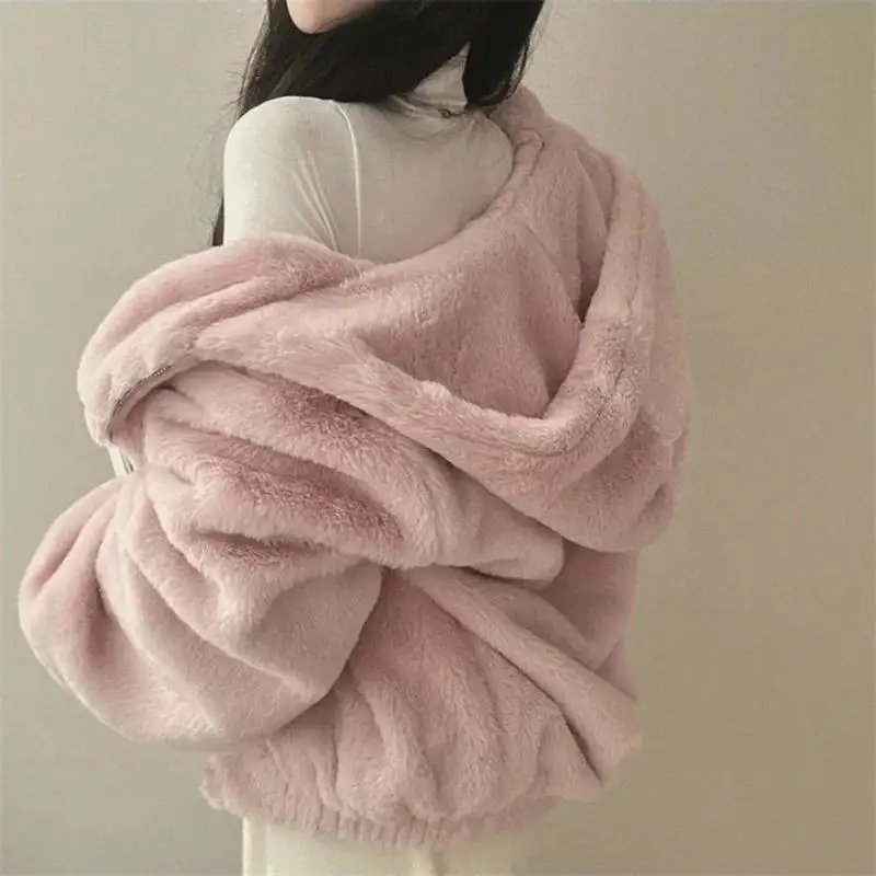 Kawaii Hooded Plush Women&#39;s Coat