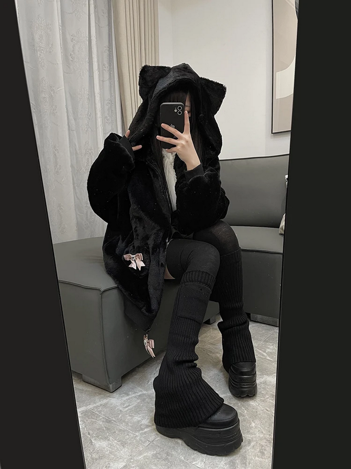 Autumn Winter Oversized Sweet  Kawaii Soft Coat Hoodie