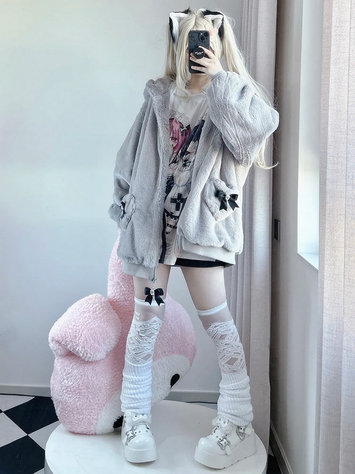 Autumn Winter Oversized Sweet  Kawaii Soft Coat Hoodie