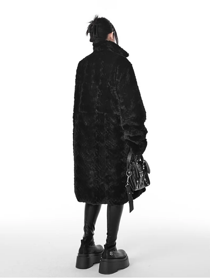 Stylish Loose Casual Soft Thick Black Women&#39;s Coat