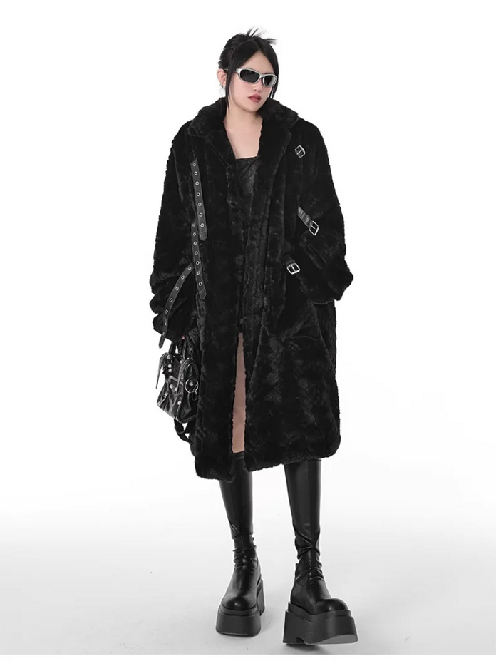 Stylish Loose Casual Soft Thick Black Women&#39;s Coat